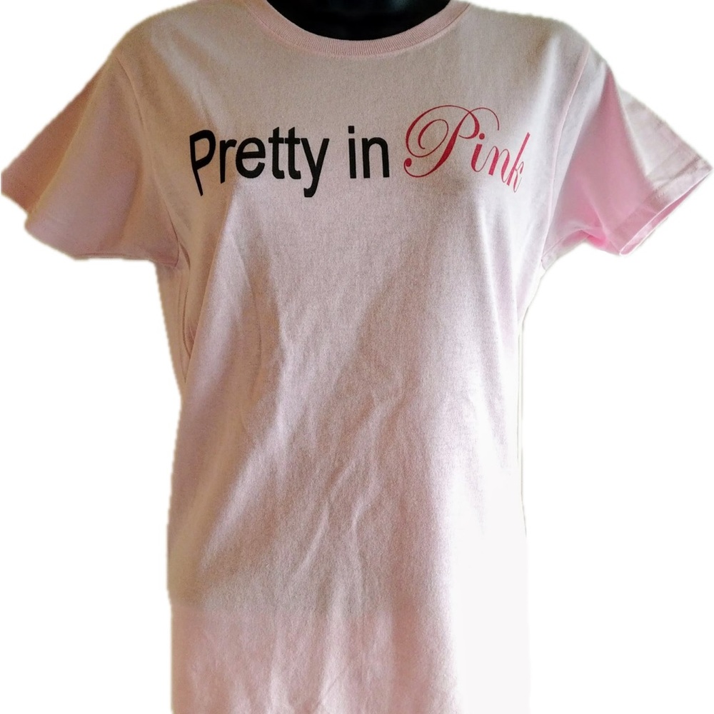 "Pretty in pink" graphic tee in light pink